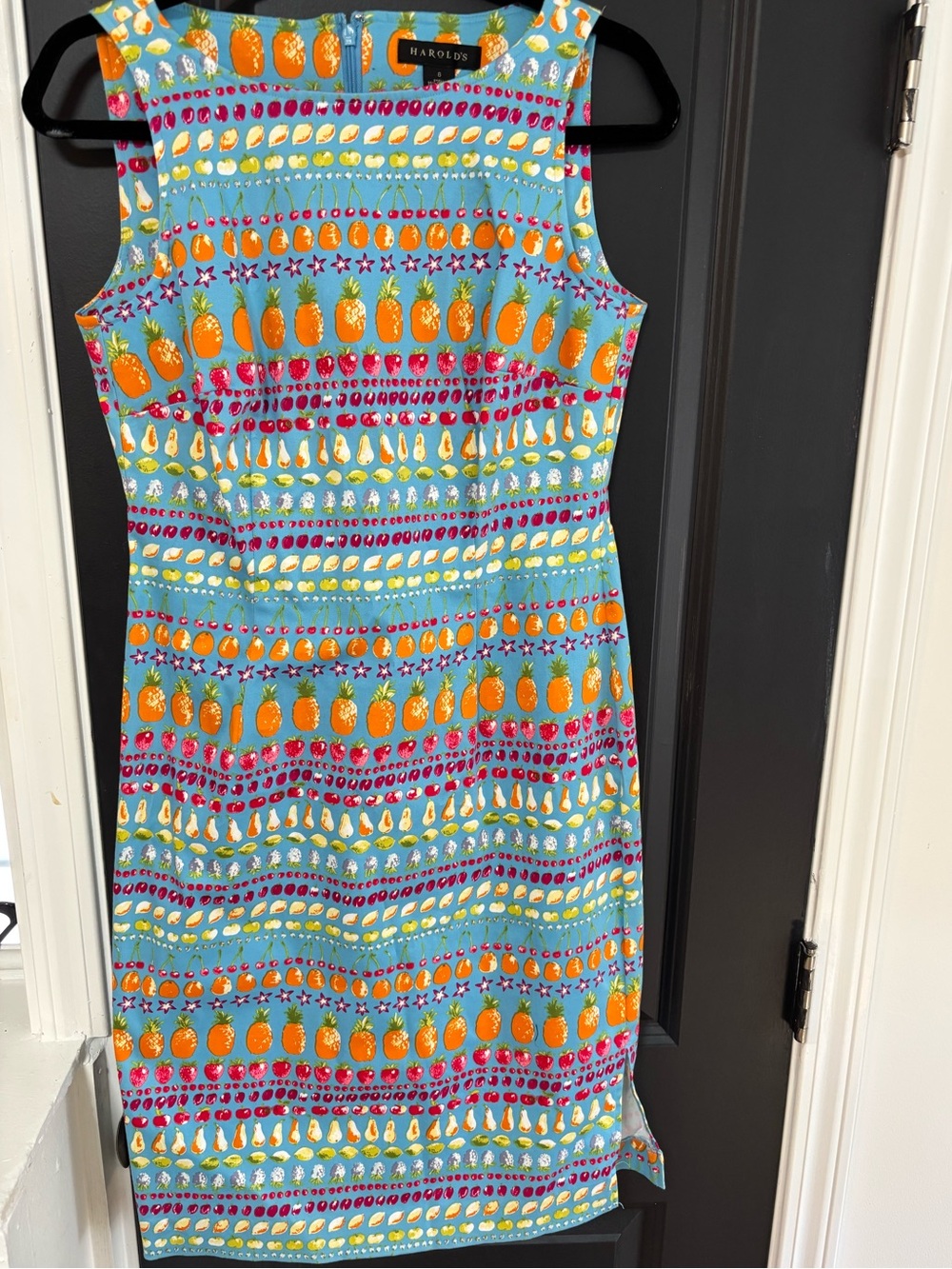 Harold's Blue Fruit Print Sheath Dress (6)